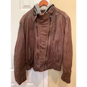 🎉HP🎉 Hugo Boss Leather Motorcycle Jacket (44R)